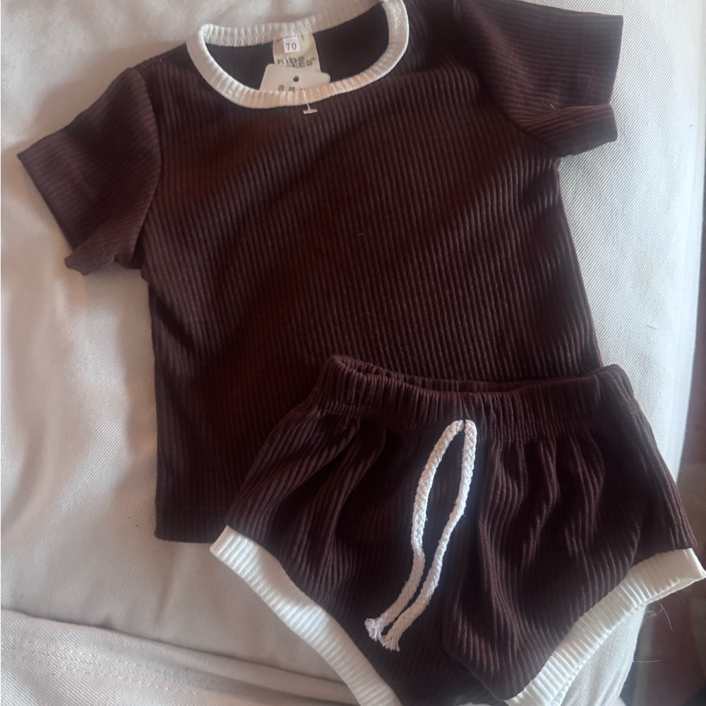 Brown Ribbed Toddler Outfit